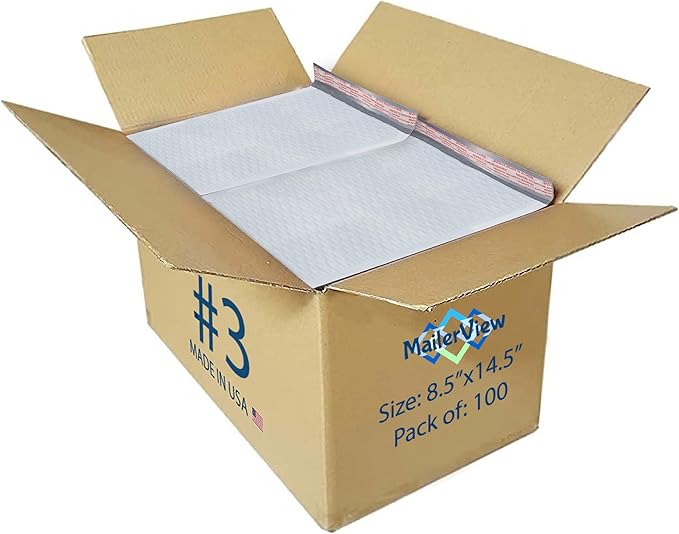 White Poly Bubble Mailers 8.5x14.5 inch #3 | Self Seal Padded Envelopes | by MAILERVIEW