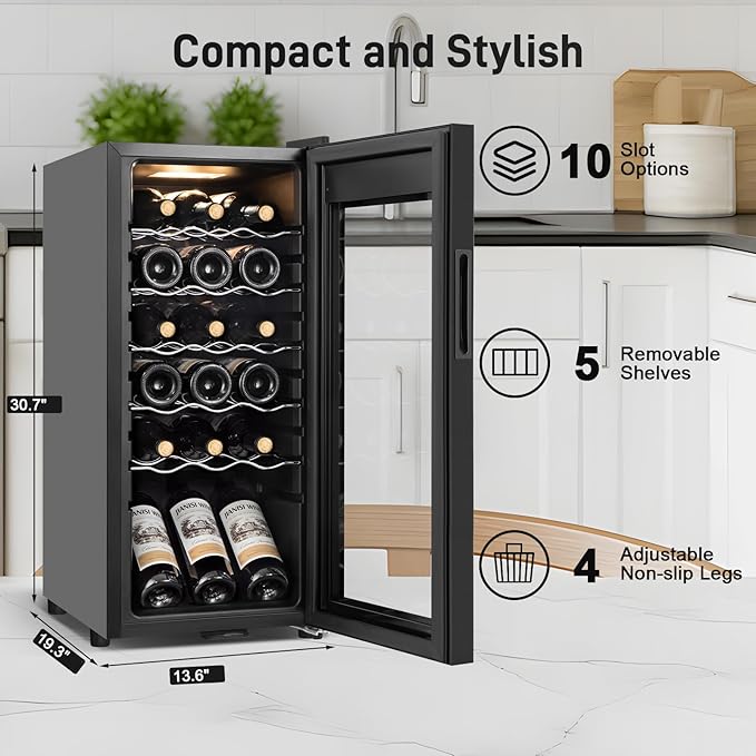 Tylza 18 Bottles Wine Fridge, Wine Cellar - Image 7
