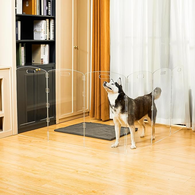 Modern Frame Clear Acrylic Freestanding Dog Gate - Image 5