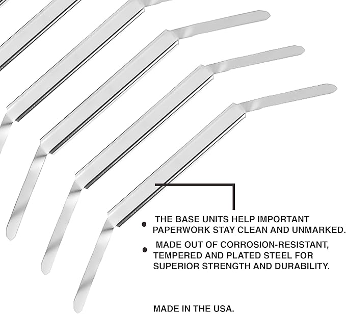 OLYMPX 100 Pcs of 1 Inch Capacity Premium Metal Paper Prong Fasteners Bases - Image 3