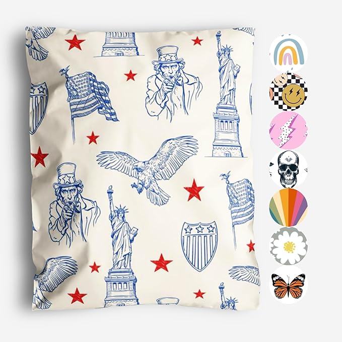 10x13 Poly Mailers – American Patriotic Design – Waterproof, Tear-Resistant by PackageMint
