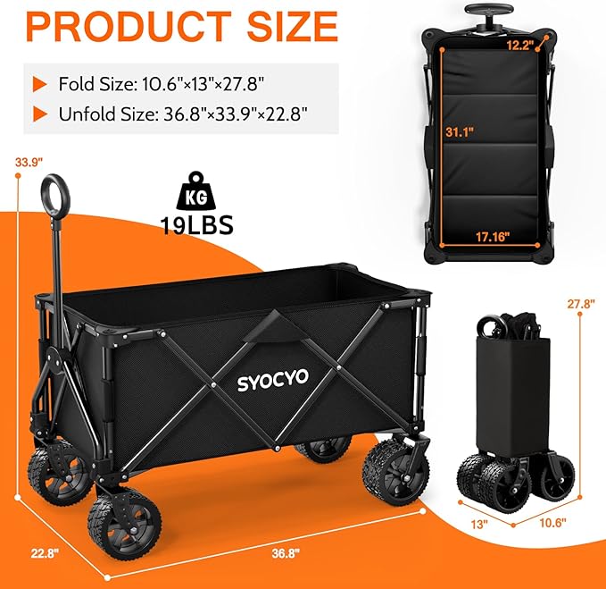 Wagon Carts Foldable 420LBS Weight Capacity Collapsible Wagon - Image 5