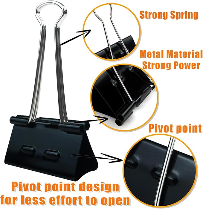 48Pcs Binder Clips, Upgrade Large Binder Clips Heavy Duty Paper Clamps - Image 2