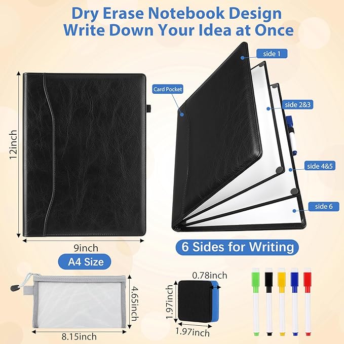6 Sides Whiteboard Notebook Portable Whiteboard Dry Erase Notebook Portable Dry - Image 2