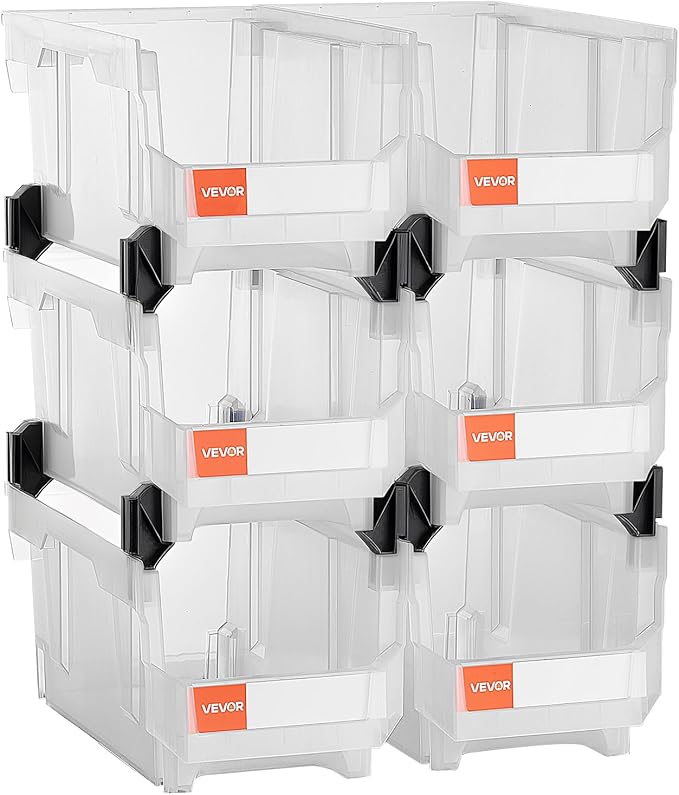 VEVOR Plastic Stackable Storage Bins, 14.8 x 8.5 x 7.1 inch, Plastic Containers by VEVOR