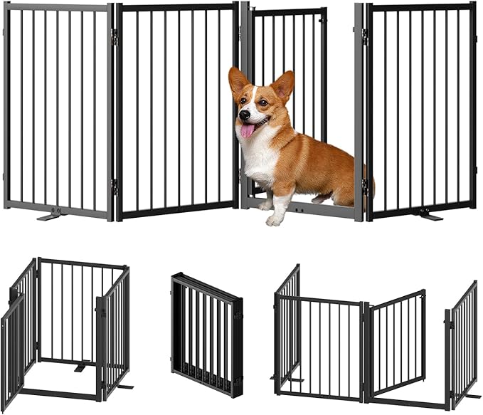 Full Metal Freestanding Dog Gate by SNUOWU