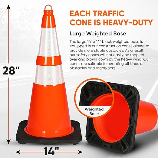Pyle 28-Inch High-Visibility PVC Safety Cones, Durable & Stackable, Fluorescent - Image 8