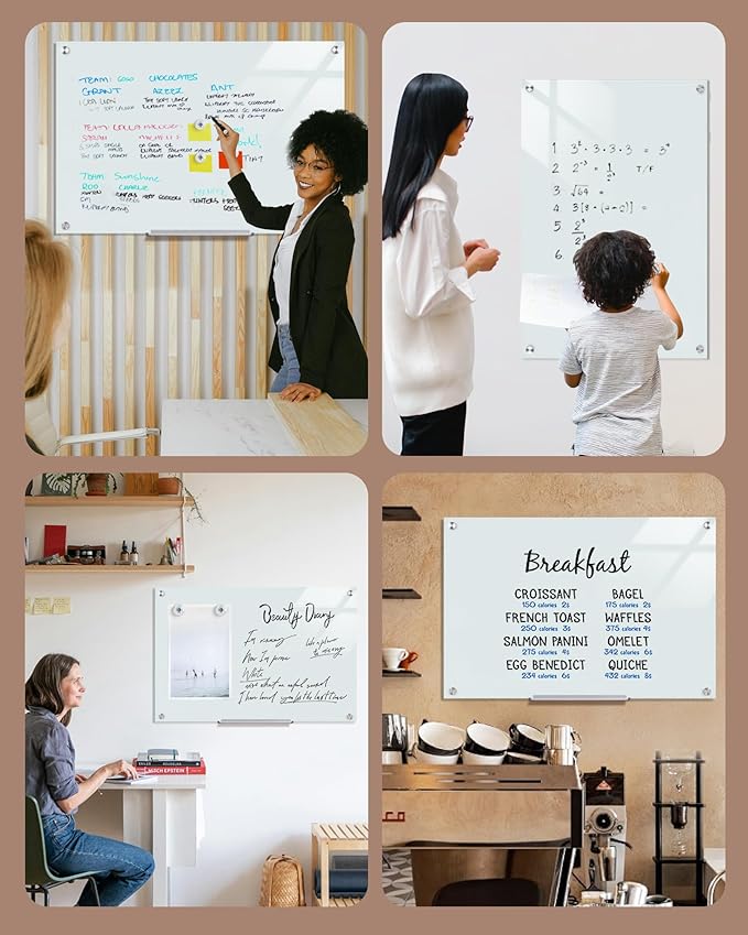 Mifuro Magnetic Glass Whiteboard，36"x24" Wall Mounted Frameless Dry Erase Board - Image 9
