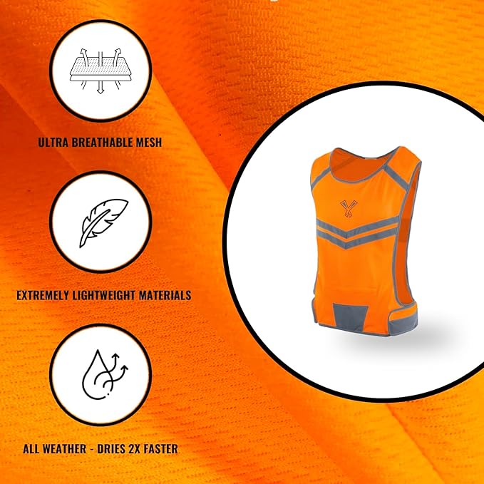 Running Reflective Vest, Inside Pocket & 2 Bands, High Visibility Reflective - Image 7