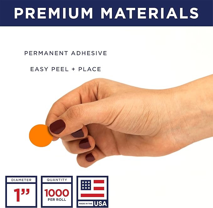 Fluorescent Orange 1-Inch Circle Dot Stickers – 1, 000 Round Strong Adhesive - Image 2