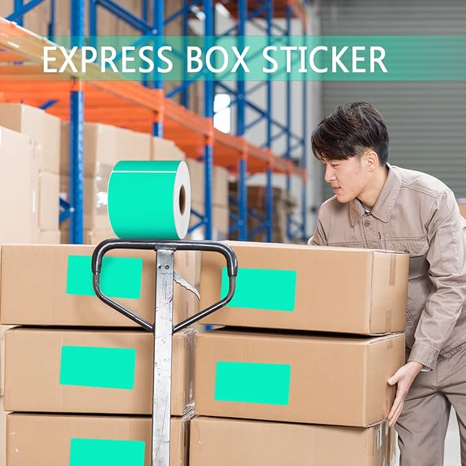 PARLAIM 3 X 5 Inch Rectangle Adhesive Color Coding Stickers, Square Aqua - Image 4