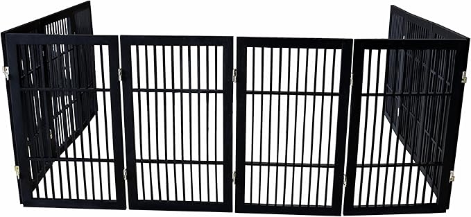 Pet Dog Gate Strong and Durable Freestanding Folding Acacia Hardwood Portable - Image 9