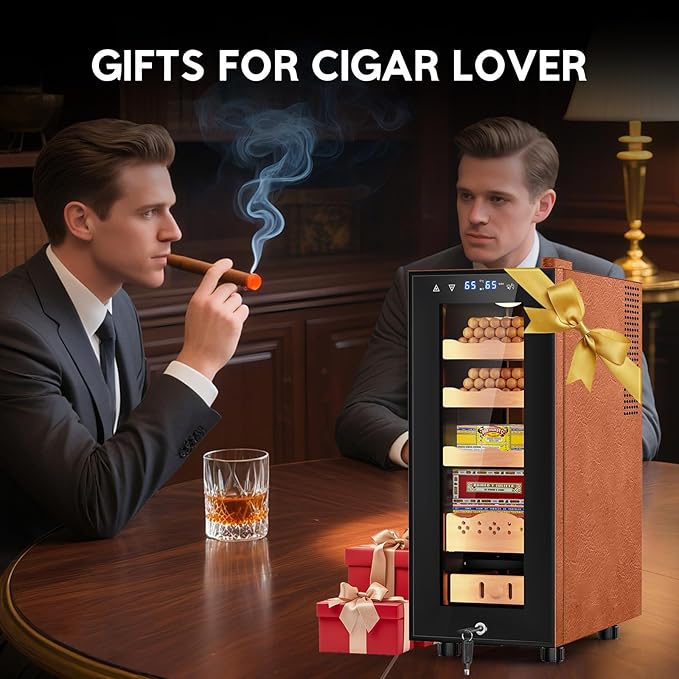 Tylza Leather Trim Cigar Humidor, 35L Cigar Humidor Cabinet - Image 9