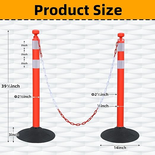 6 Pack 39 Inch Red Traffic Delineator Posts - Image 2