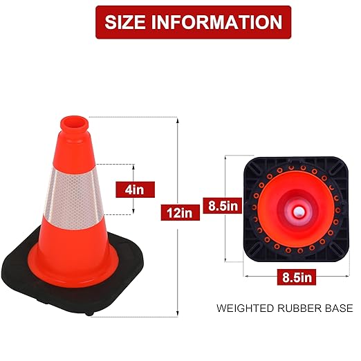 OrangeStar 8 Pack 12" Orange Traffic Safety Cones, PVC Parking Construction - Image 7