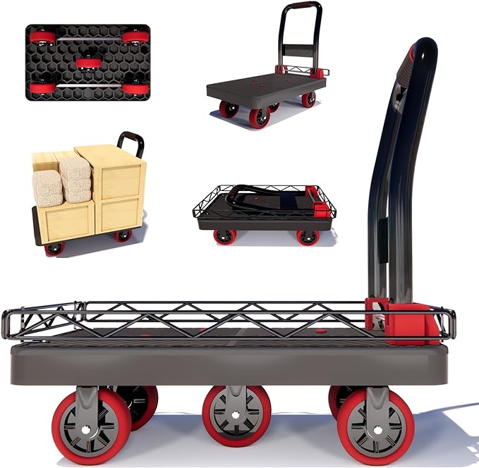 2IN1 Heavy Duty Platform Trucks Flatbed Carts, 42×26In 2000lbs Capacity Push by Lomive