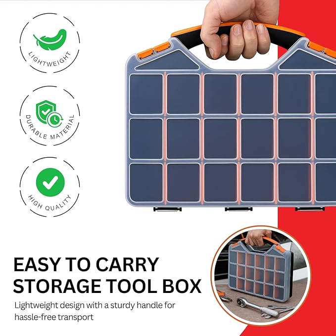 Andalus Tools Organizer Box, Small Parts Storage 18-Compartment Portable - Image 4