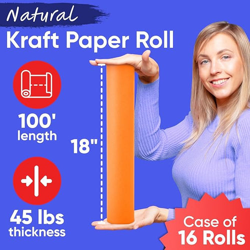18" x 1200" Orange Kraft Paper, 45 lbs Thickness, Made in USA Kraft Paper - Image 2