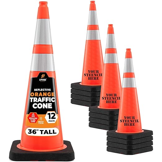 Xpose Safety 36 Inch Orange Traffic Cones Heavy Duty 12lb by XposeSafety