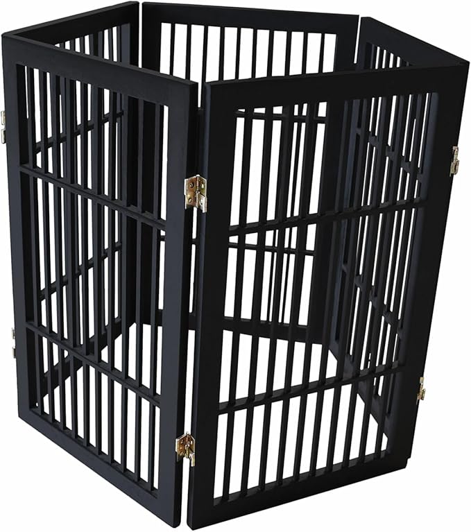 Pet Dog Gate Strong and Durable Freestanding Folding Acacia Hardwood Portable - Image 5
