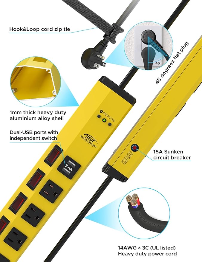 CRST 6-Outlet Heavy Duty Power Strip - Image 4