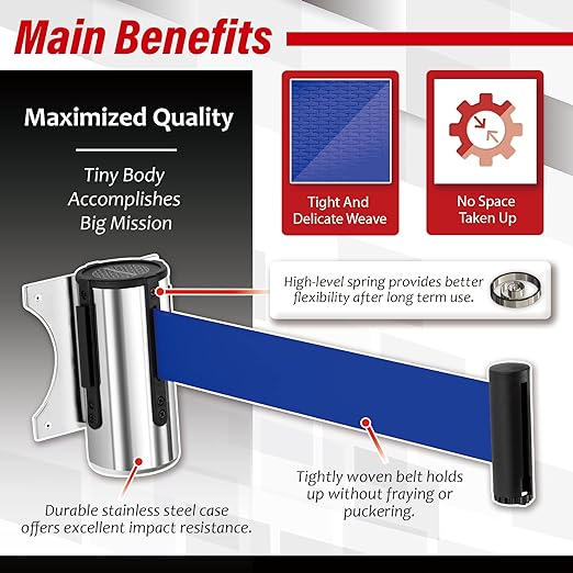 DuraSteel Wall Mount Crowd Control Retractable Belt Barrier - Image 3