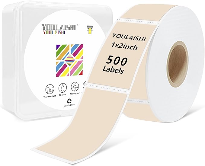 1x2 inch Label Stickers Roll for Thermal Printer 500PCS Colored Removable by YOULAISHI