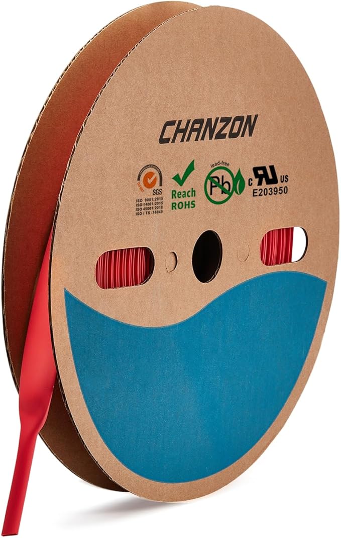 Chanzon 5/8" Red Heat Shrink Tubing, 2:1 Shrinking Rate - 80Ft Roll - Ideal by Chanzon