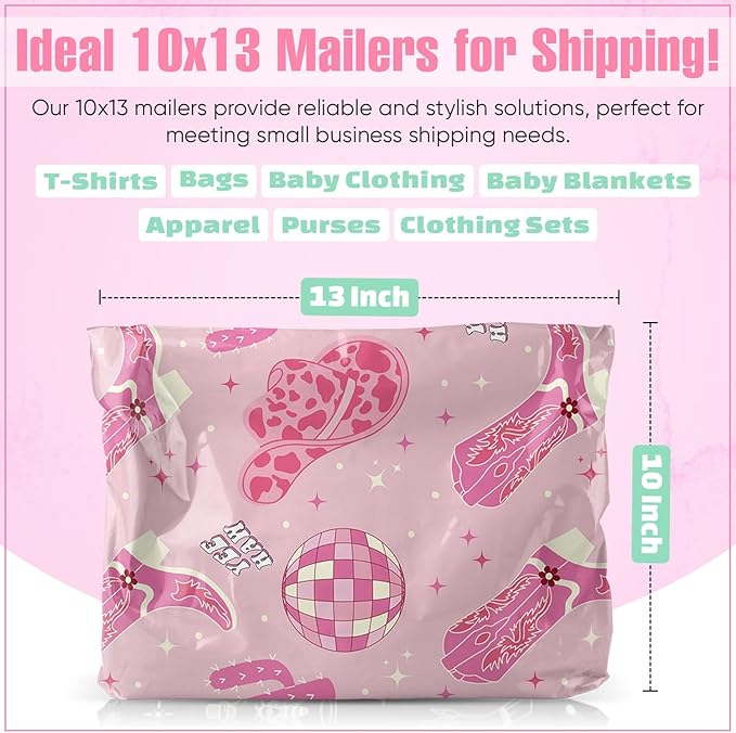 10x13 Poly Mailers – Disco Cowgirl – Waterproof, Tear-Resistant Shipping Bags - Image 3