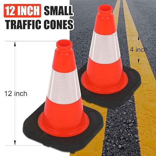 Fluorescent Orange/Green PVC Traffic Cones, Heavy Black Base Parking Lot Cone - Image 2
