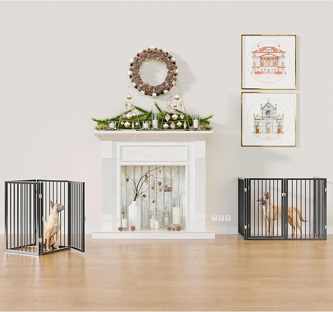 Vantas Folding No-Assembly Metal Pet Gate 80" Wide, Freestanding Accordion - Image 4