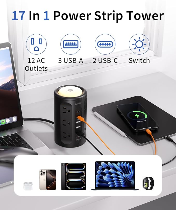 Surge Protector Power Strip Tower - Image 3