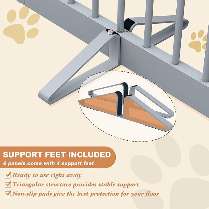 Freestanding Pet Gate for Dogs, Foldable Wooden Dog Gate for House, Extra Wide - Image 3