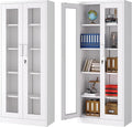 Metal Storage Cabinet with Lock and Glass Doors, Glass Display Cabinet by SISESOL