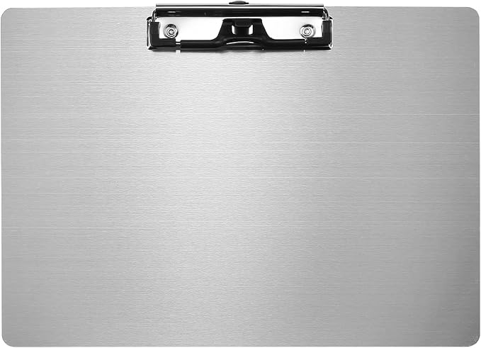 Metal Clipboard with Pen Holder, Letter/A4 Size Horizontal 304 Stainless Steel by Banjiang