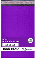 Purple Small Bubble Mailers 4x8 Inch #000 | Thick Padded Poly Bubble Mailer by MAILERVIEW