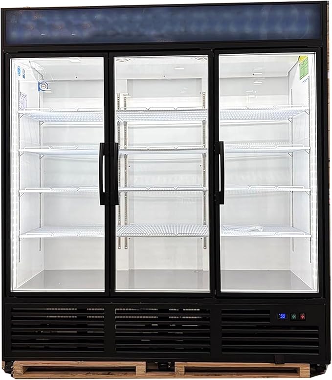 71” Wide Commercial Beverage Refrigerator Display Fridge, Three Glass Door by NAFCOOL