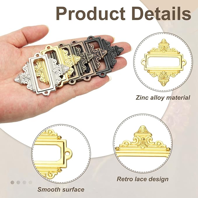 uxcell 5 Pcs Metal Label Holder, 2.2 x 2.4 Inch Small Vintage Card Frame Tag - Image 3