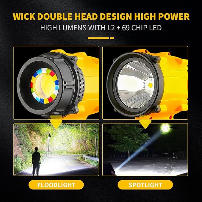 LED Work Light Compatible with DEWALT, Portable Dual Head Handheld Spotlight - Image 3