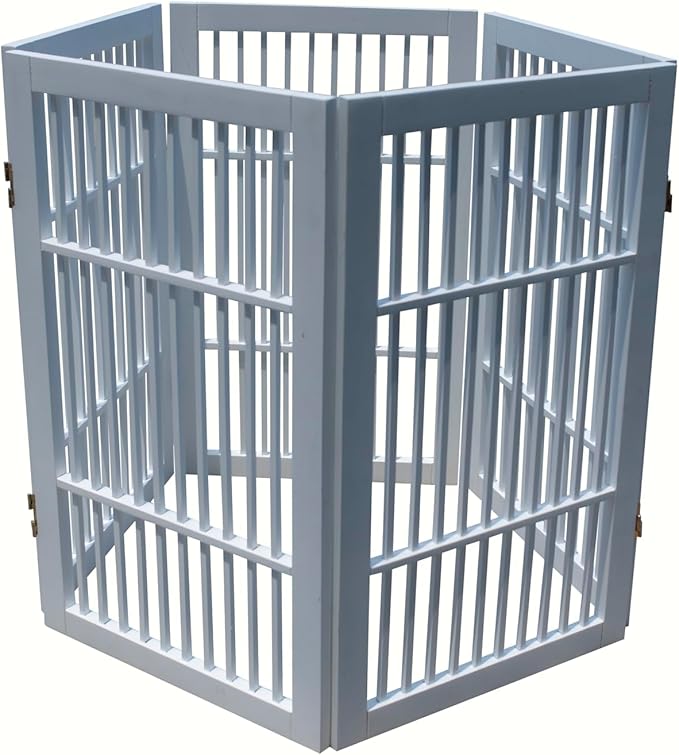 Pet Dog Gate Strong and Durable Freestanding Folding Acacia Hardwood Portable - Image 5
