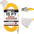 IRON FORGE CABLE 15 Foot Lighted Outdoor Extension Cord by IronForgeCable