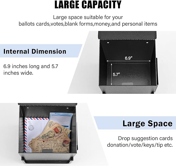 xydled Suggestion Box with Key Lock Acrylic Sign Holder, Metal Donation Ballot - Image 6