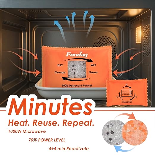 500g x 4 Packs Fonday Rechargeable Silica Gel Car Dehumidifier Fast Reactivate - Image 7