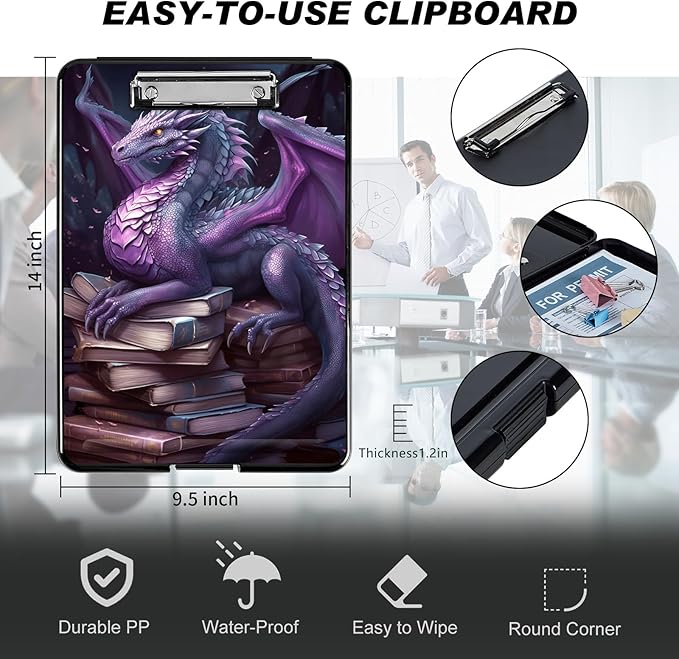 Clipboard with Storage, Hard Letter A4 Size Clip Board with Pen Holder & Paper - Image 2