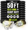 50ft Outdoor/Indoor Extension Cord 3-Outlet 12/3 Gauge Extra Heavy Duty ETL by LifeSupplyUSA