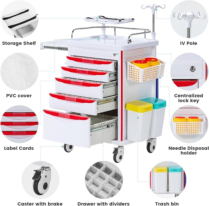 Medical Cart, Rolling Medication Carts - Image 2
