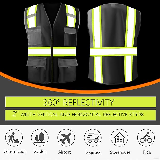 BeautyWill 10/20 Pack Custom Logo Safety Vest, Bulk High Visibility Class 2 - Image 3