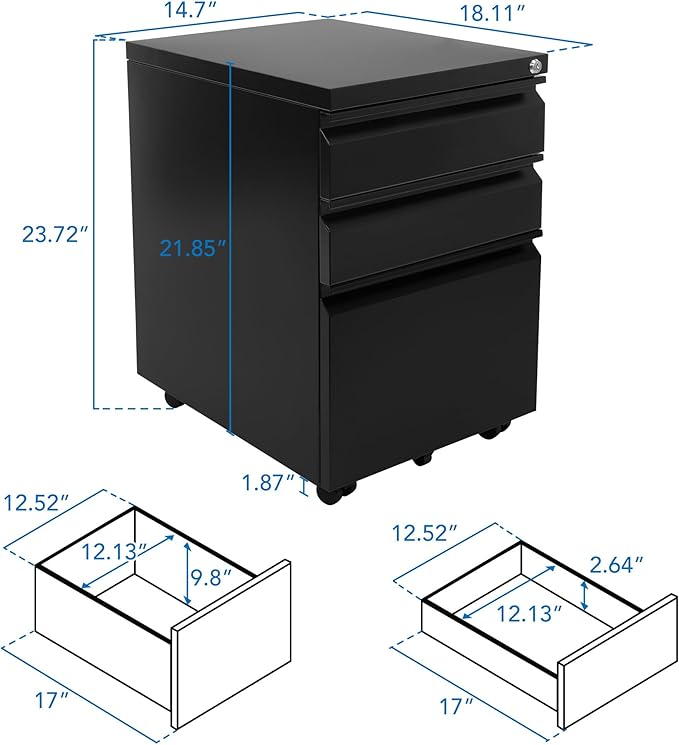 Mount-It! 3 Drawer File Cabinet - Image 3