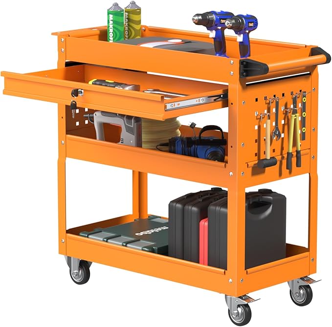 3 Tier Rolling Tool Cart, Heavy Duty Tool Cart on Wheels by KIEPERI