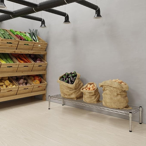 14''W x 54''L x 8''H Chrome Plated Wire Dunnage Rack | Off The Floor Storage - Image 2